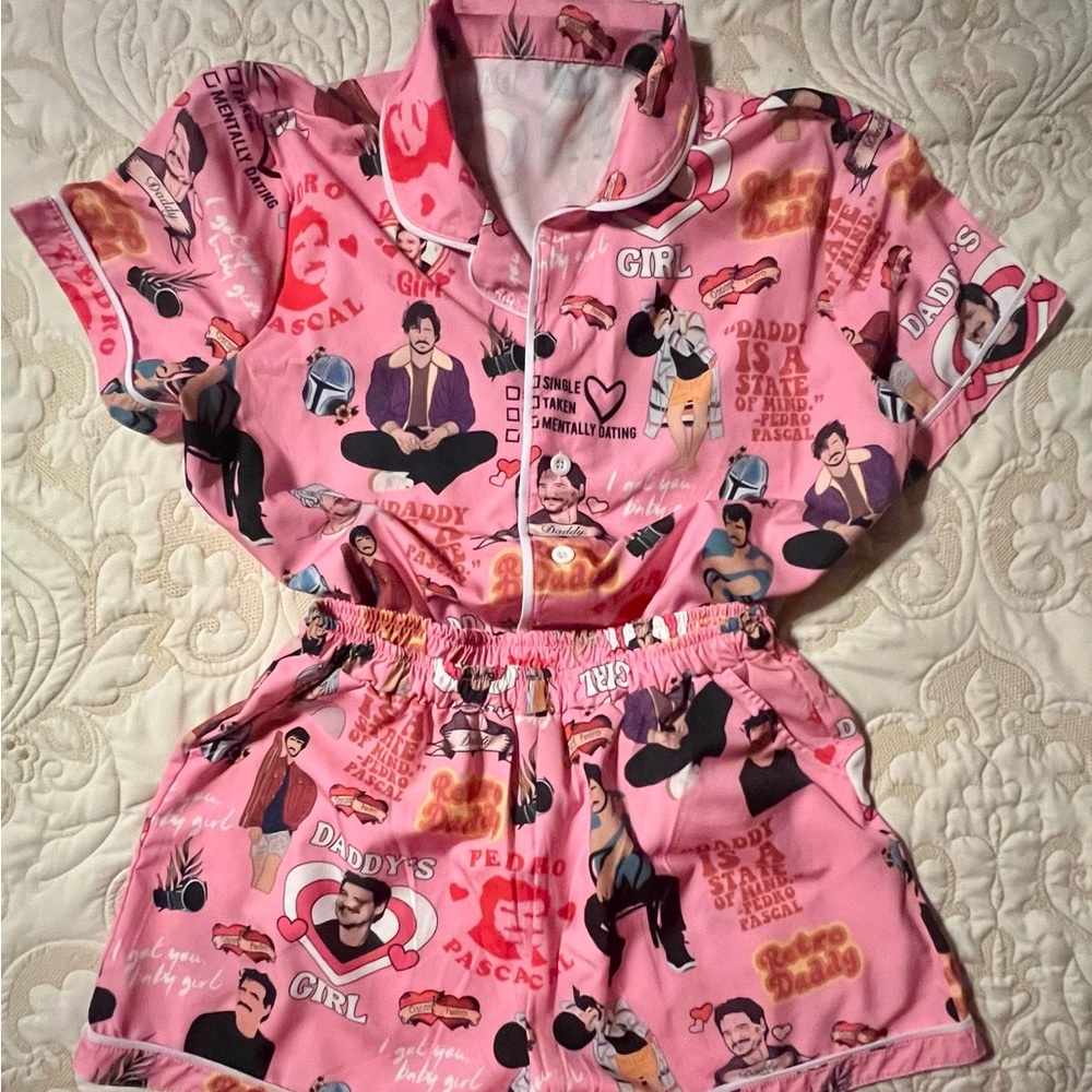 Pedro Pascal Meme Satin Short Pajamas
